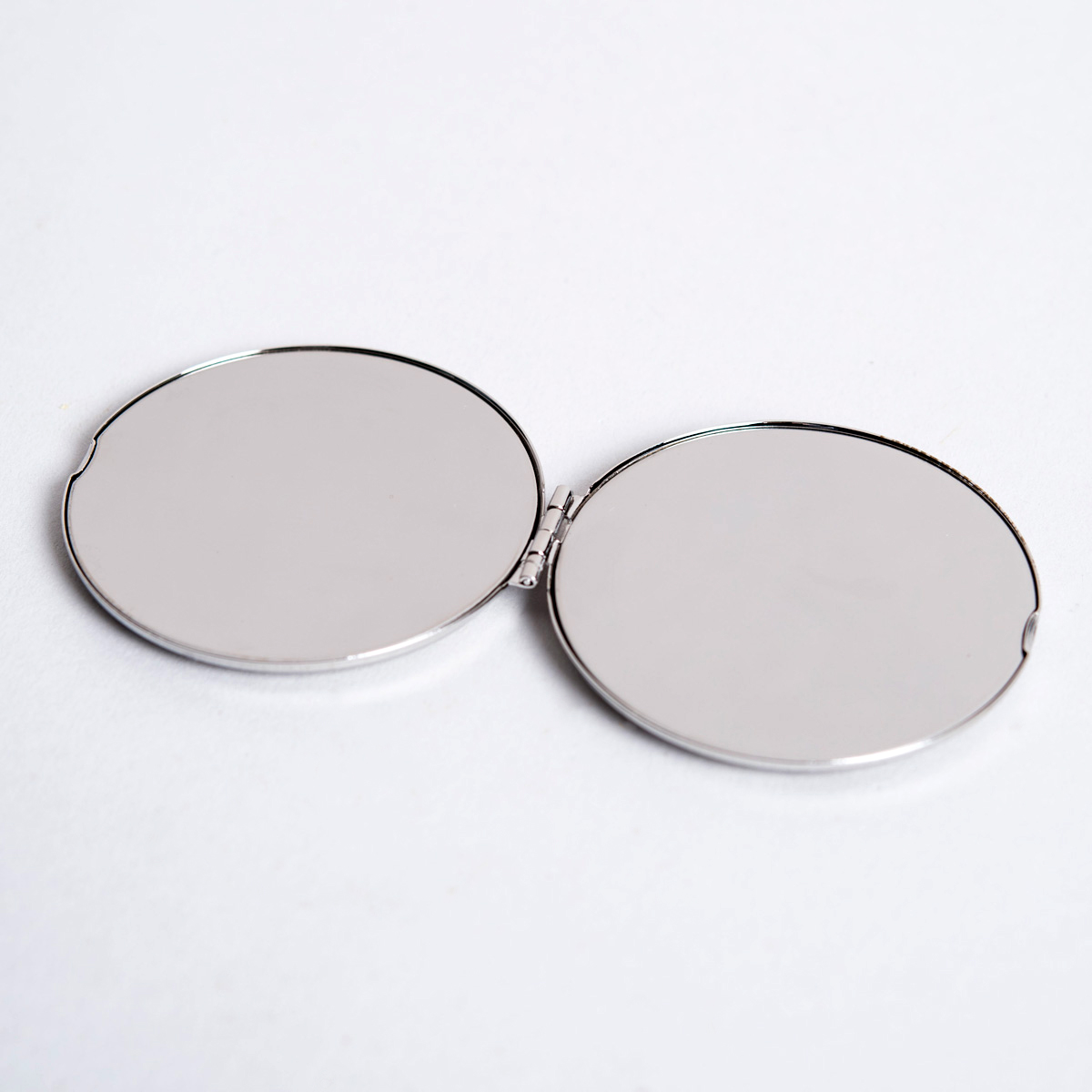 Engraved Silver Round Compact Mirror - Floral