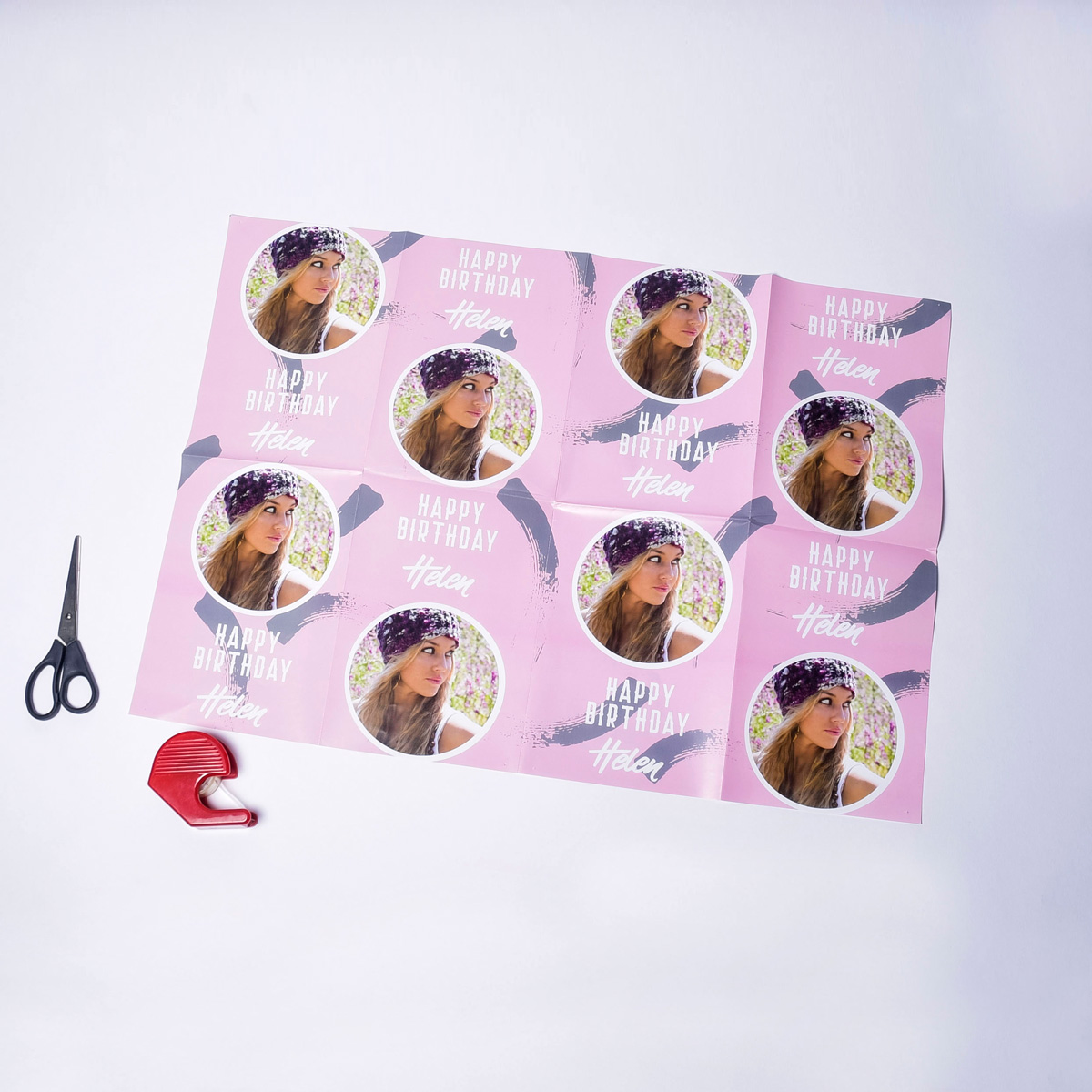 Photo Upload Wrapping Paper - Pink Circles, Birthday