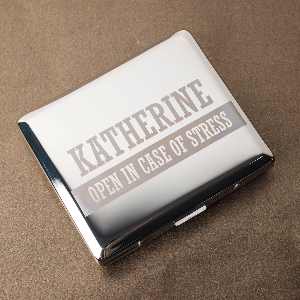 Engraved Cigarette Case - Open In Case Of Stress