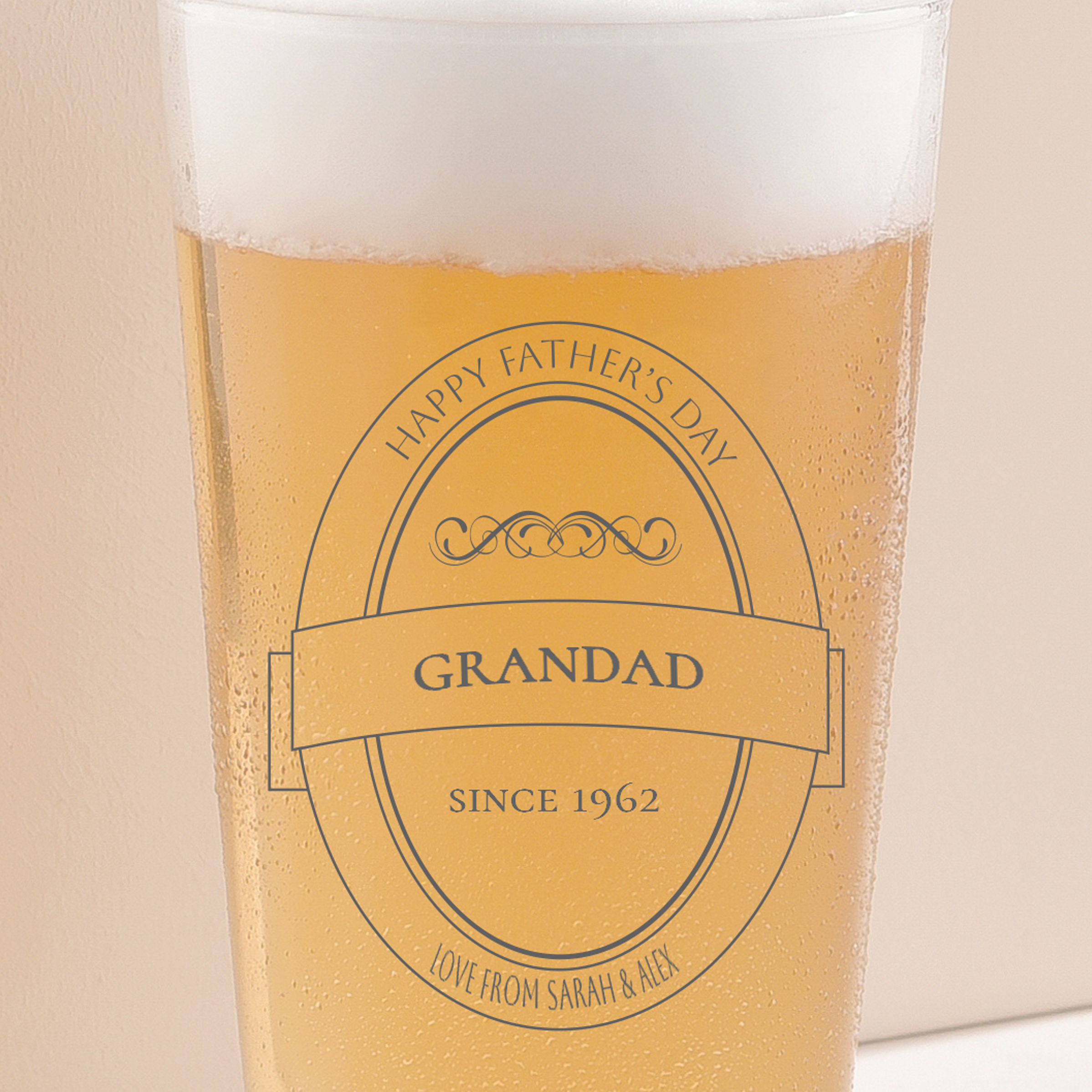 Personalised Father's Day Pint Glass - Grandad Crest