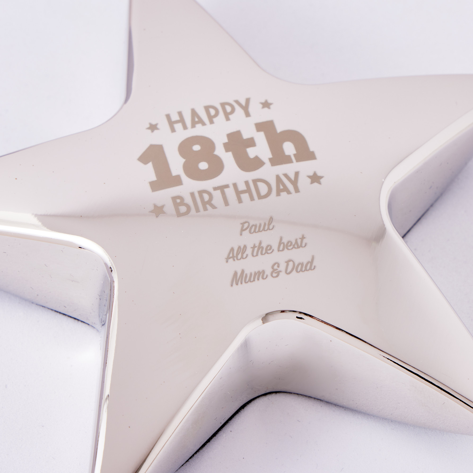 Engraved '18th Birthday' Silver Star Paperweight