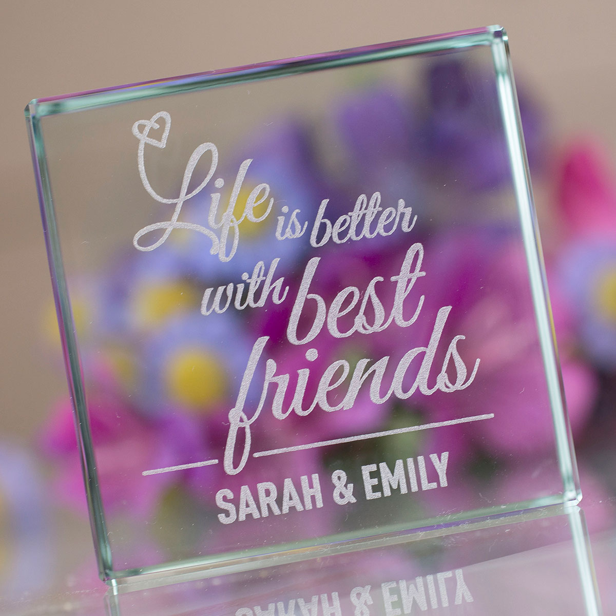 Personalised Glass Token - Life Is Better With Best Friends