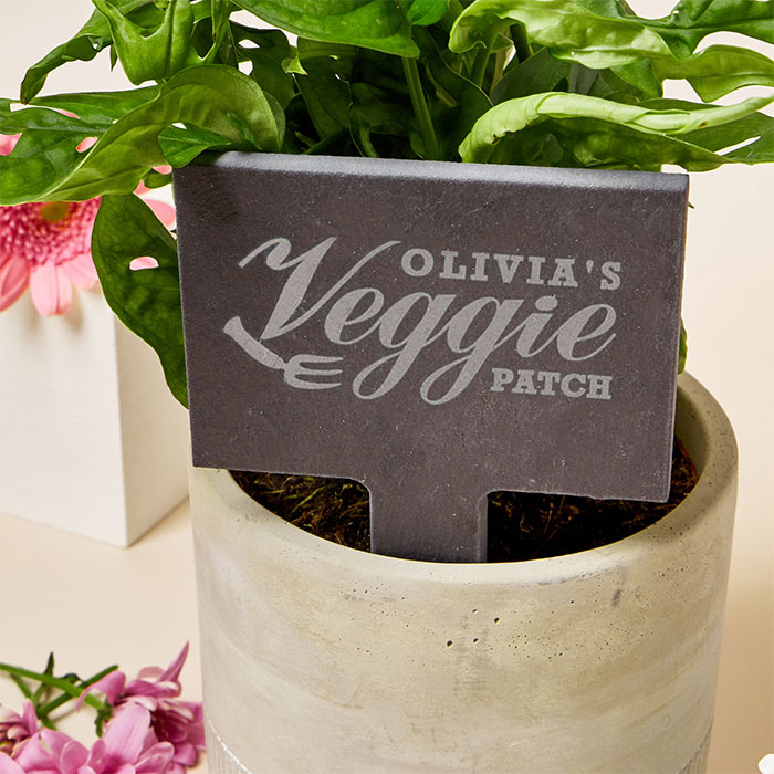 Engraved Slate Plant Marker - Veggie Patch