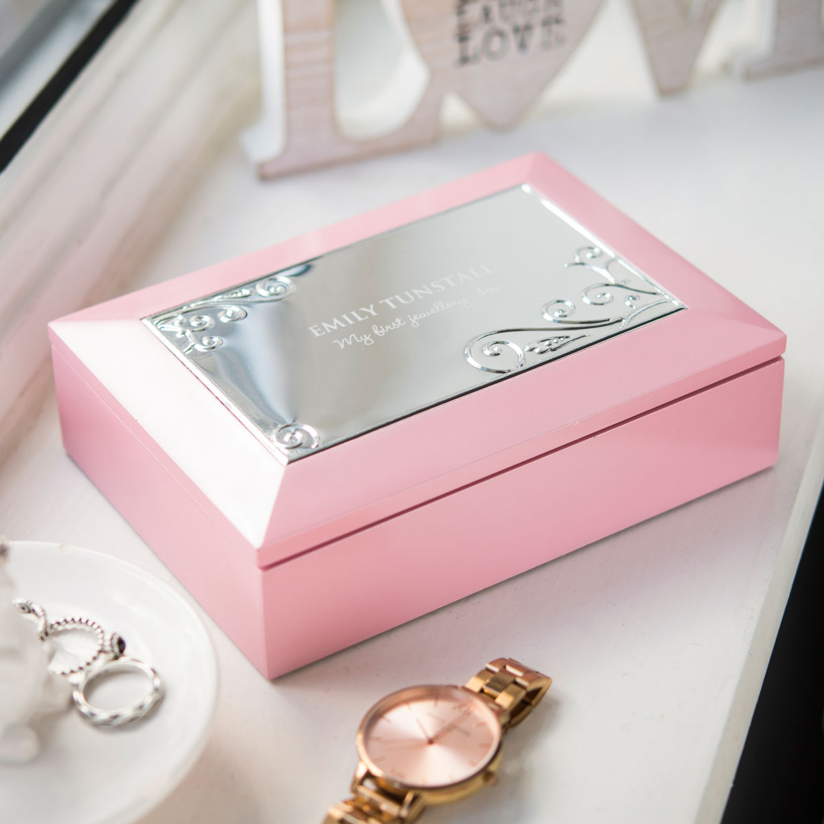 Personalised Pink Musical Jewellery Box