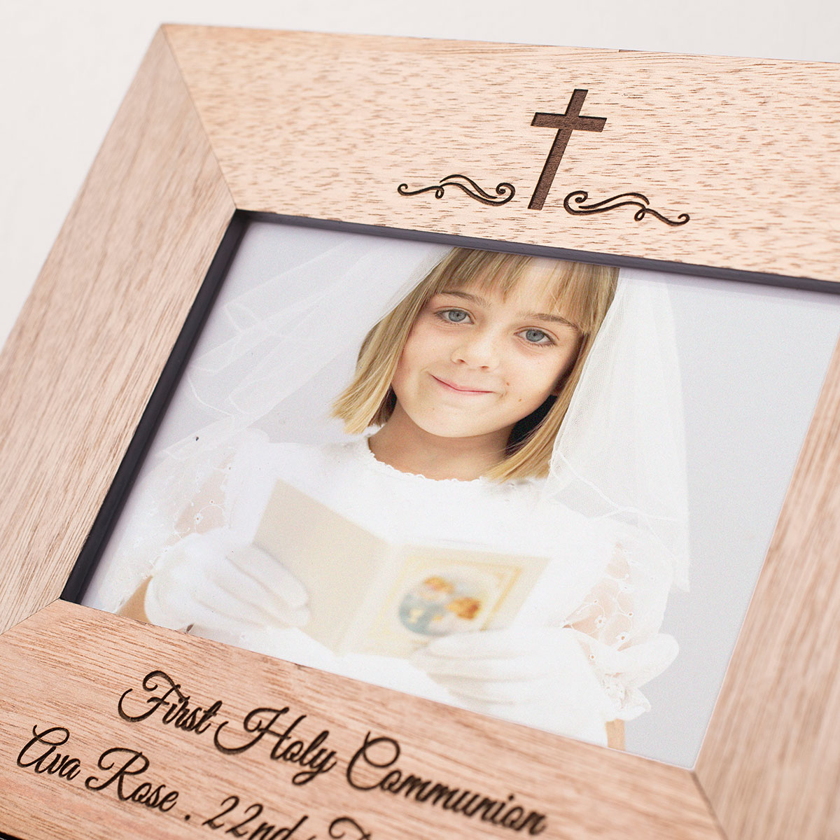 Engraved Wooden Photo Frame - Holy Communion