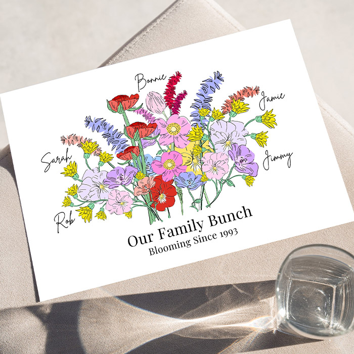 Personalised Family Flower Bunch Print