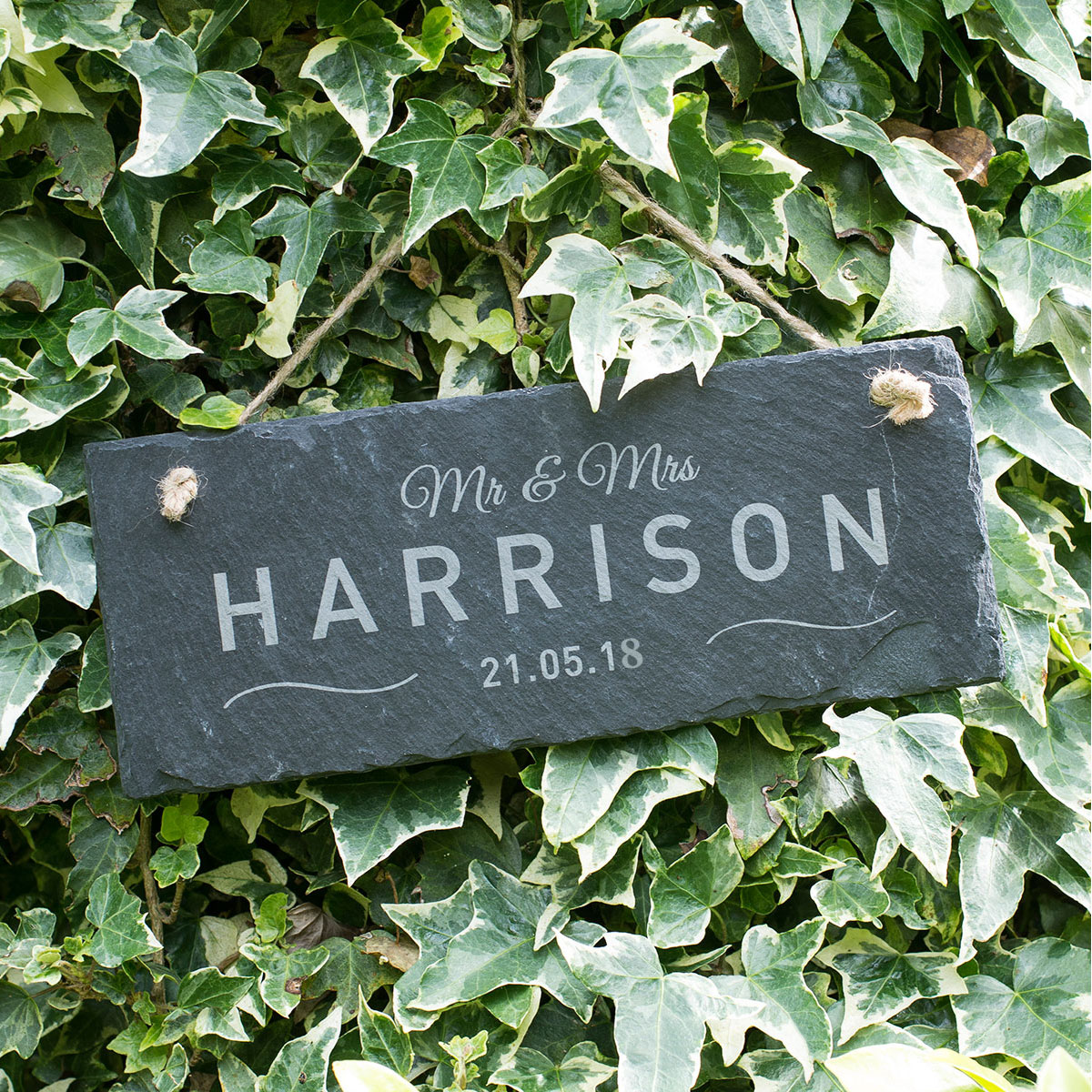 Personalised Hanging Slate Sign - Mr and Mrs