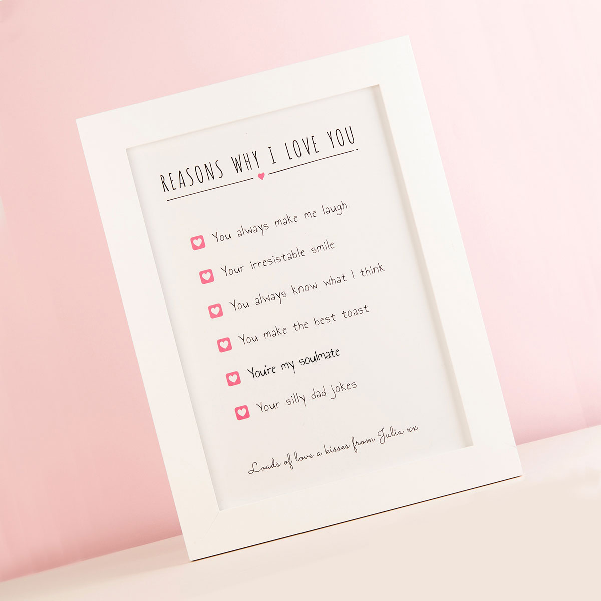 Personalised Framed Print - Reasons Why I Love You