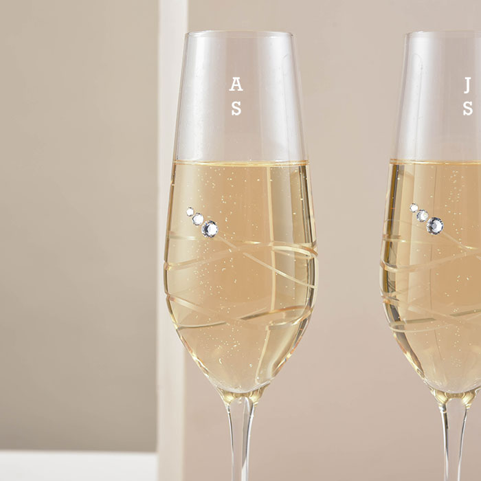 Create Your Own - Engraved Set of 2 Swarovski Elements Diamante Champagne Flutes