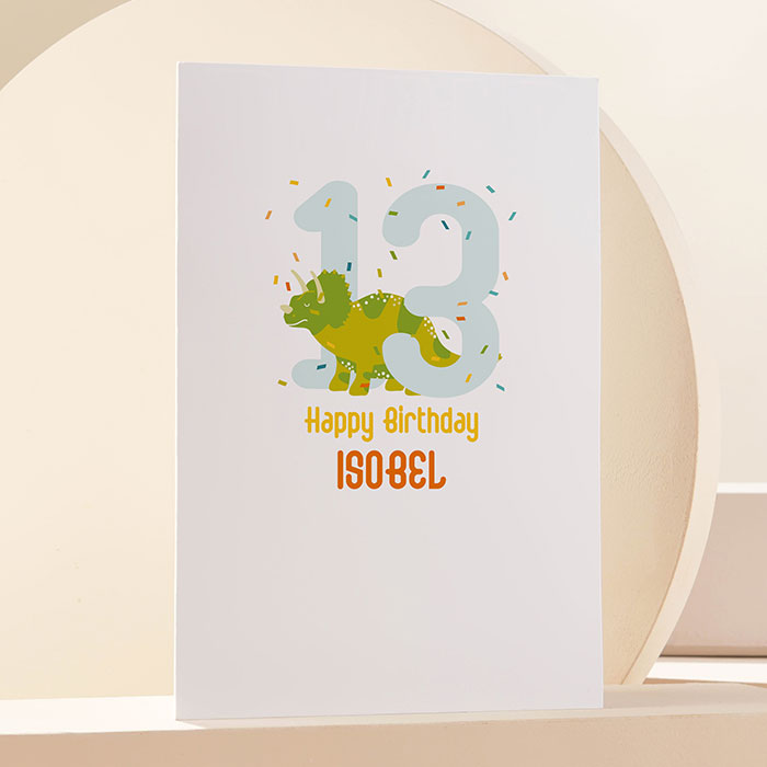 Personalised Birthday Card - Dino Thirteen