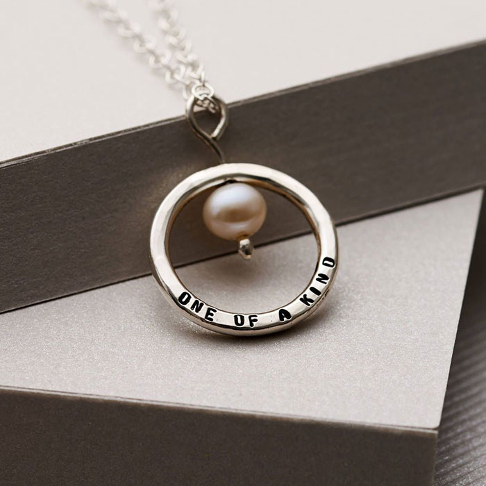 Personalised Pearl And Circle Necklace