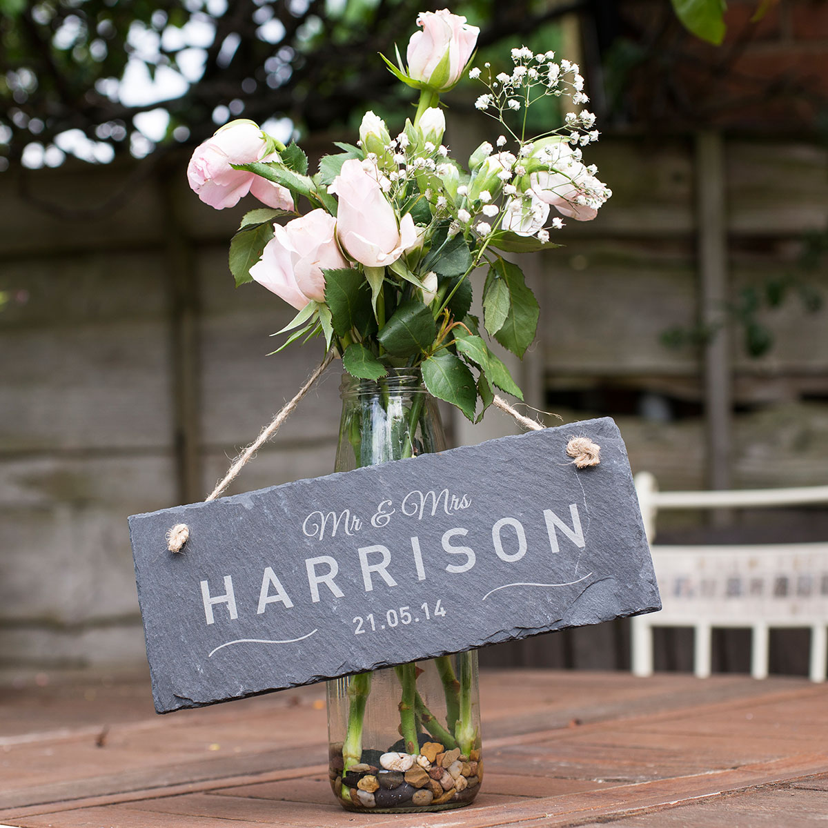 Personalised Hanging Slate Sign - Mr and Mrs