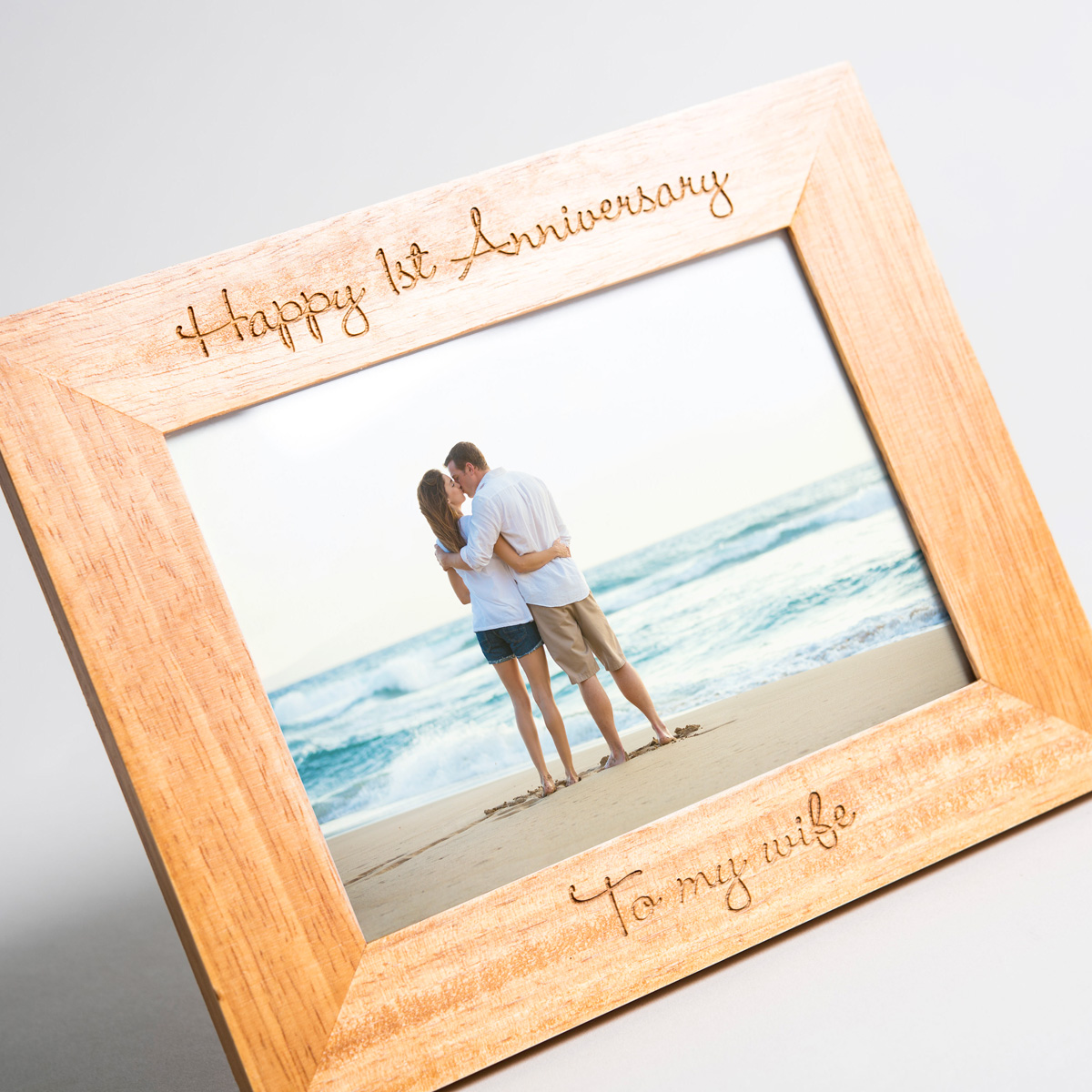 Engraved Wooden Photo Frame - Two Messages