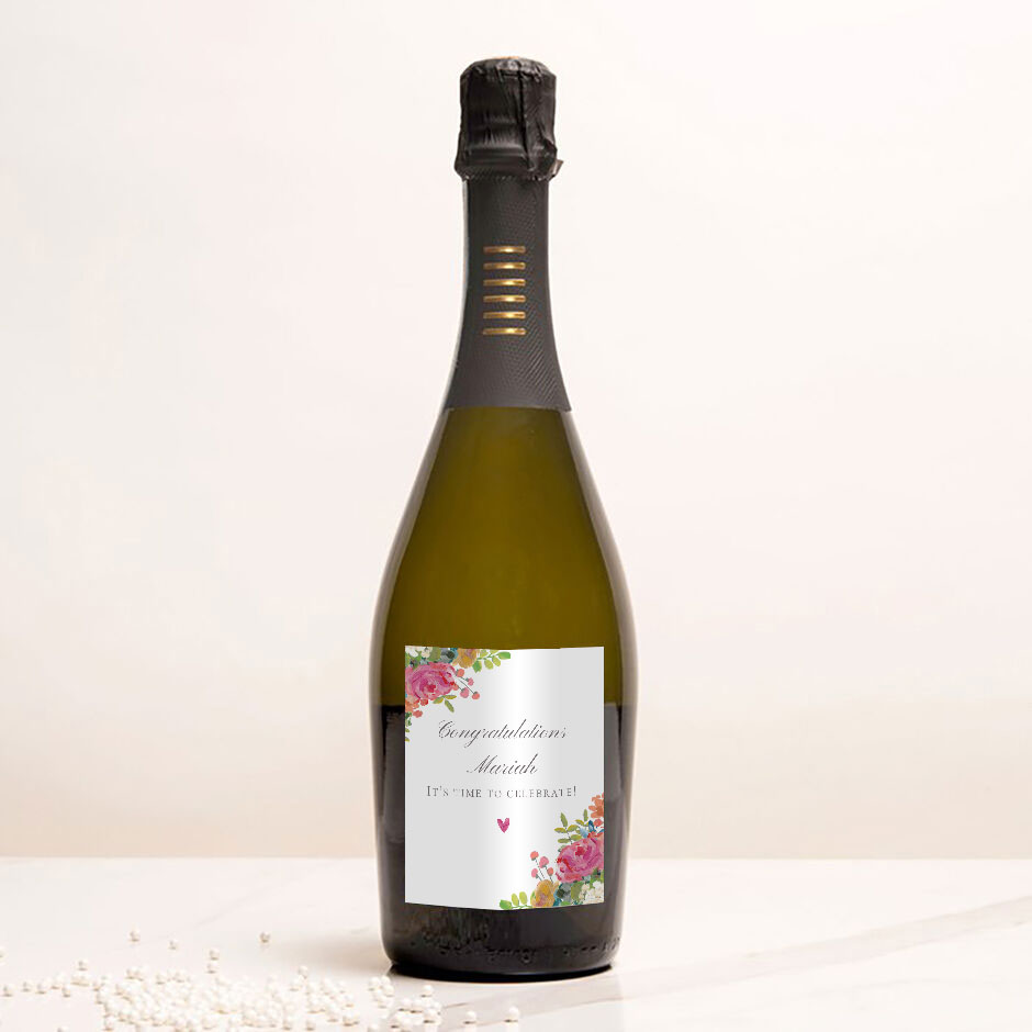 Personalised Prosecco - Floral It's Time To Celebrate - Mother's Day
