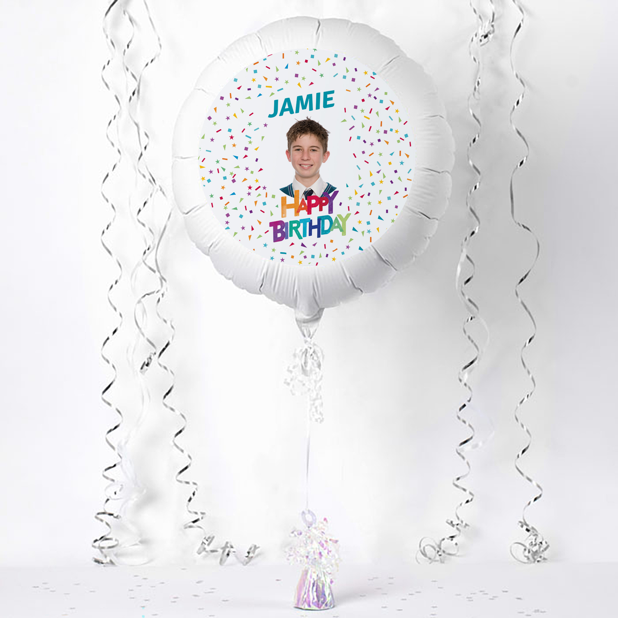 Photo Upload Large Helium Balloon - Birthday Confetti