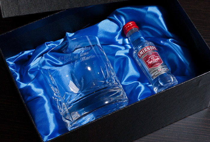 Engraved Crystal Tumbler and Vodka Gift Set
