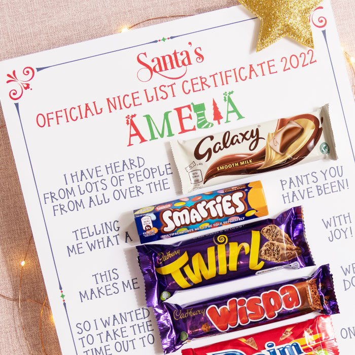 Personalised Christmas Nice List Chocolate Board - Christmas