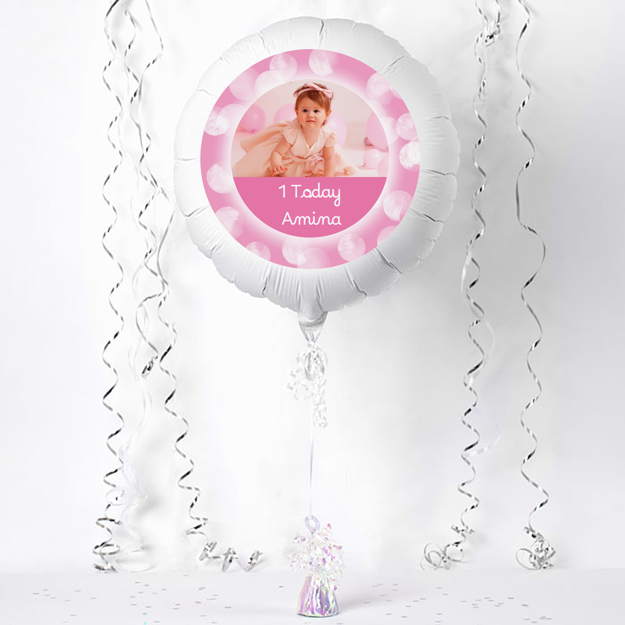 Personalised Photo Upload Large Helium Balloon - Pink Border, Any Message