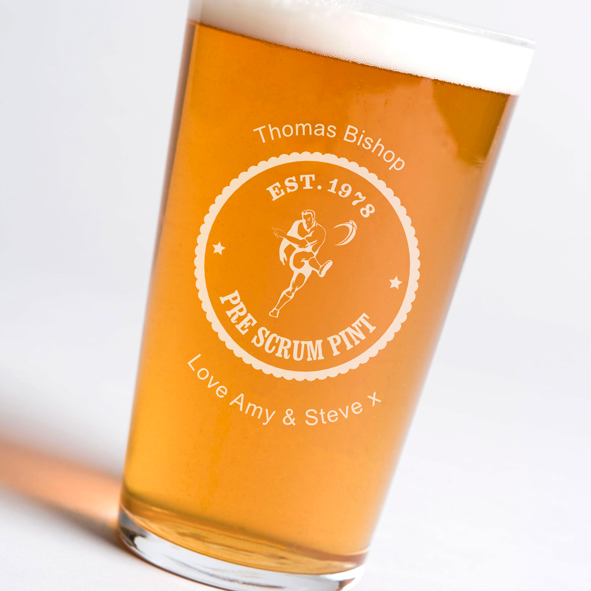 Personalised Pint Glass - Pre Rugby Scrum Pint