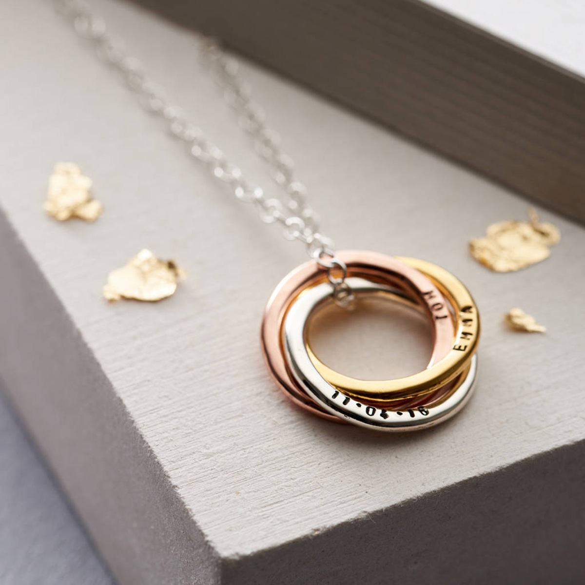 Personalised Mixed Gold Russian Ring Necklace