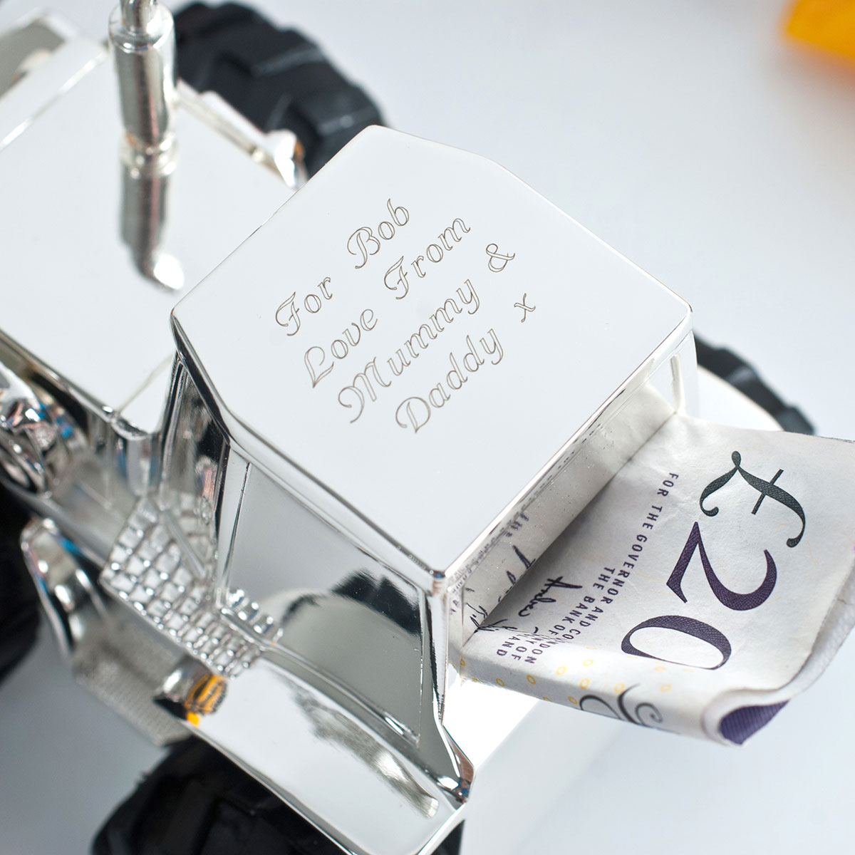 Personalised Digger Silver-Plated Money Box