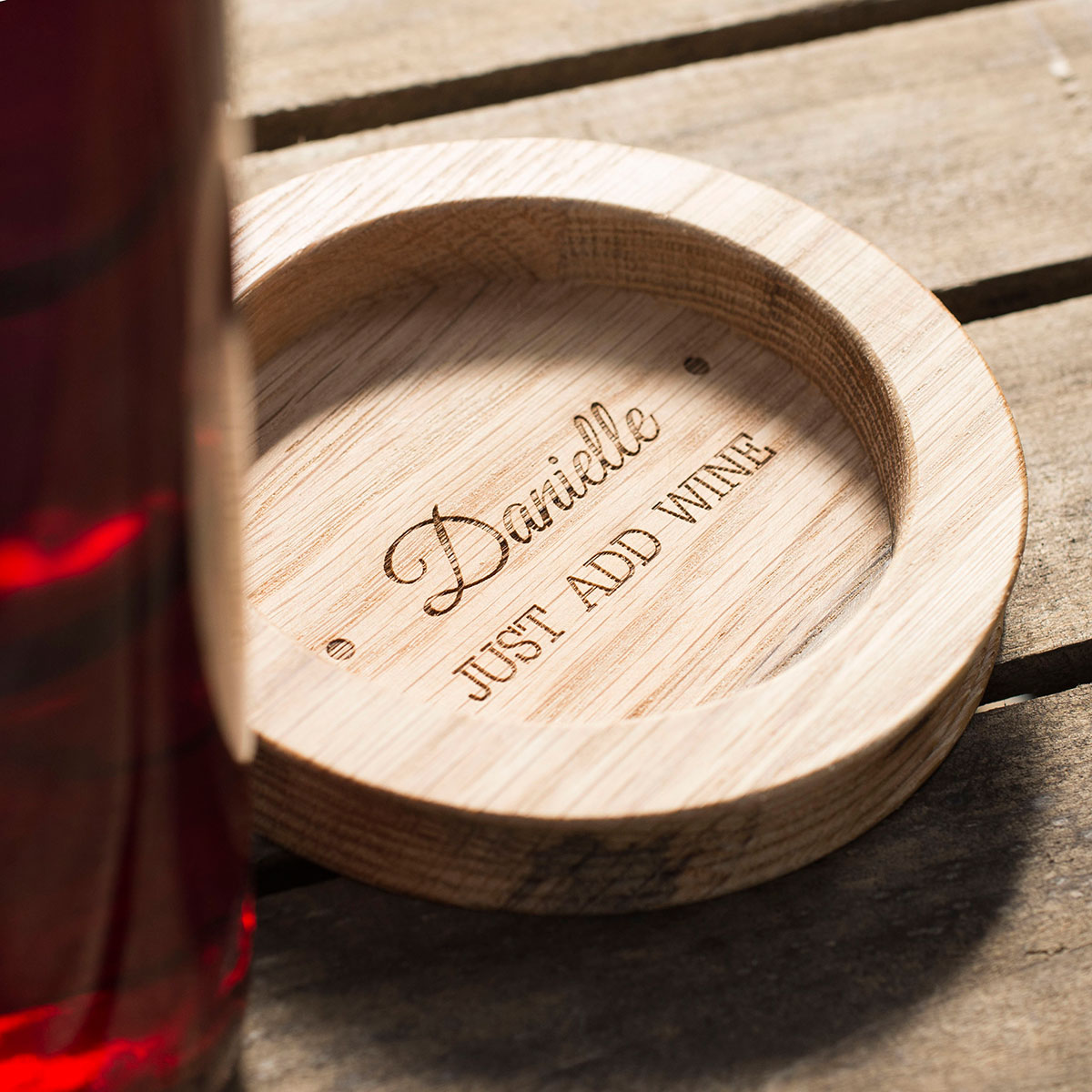 Personalised Wooden Wine Bottle Coaster - Just Add Wine