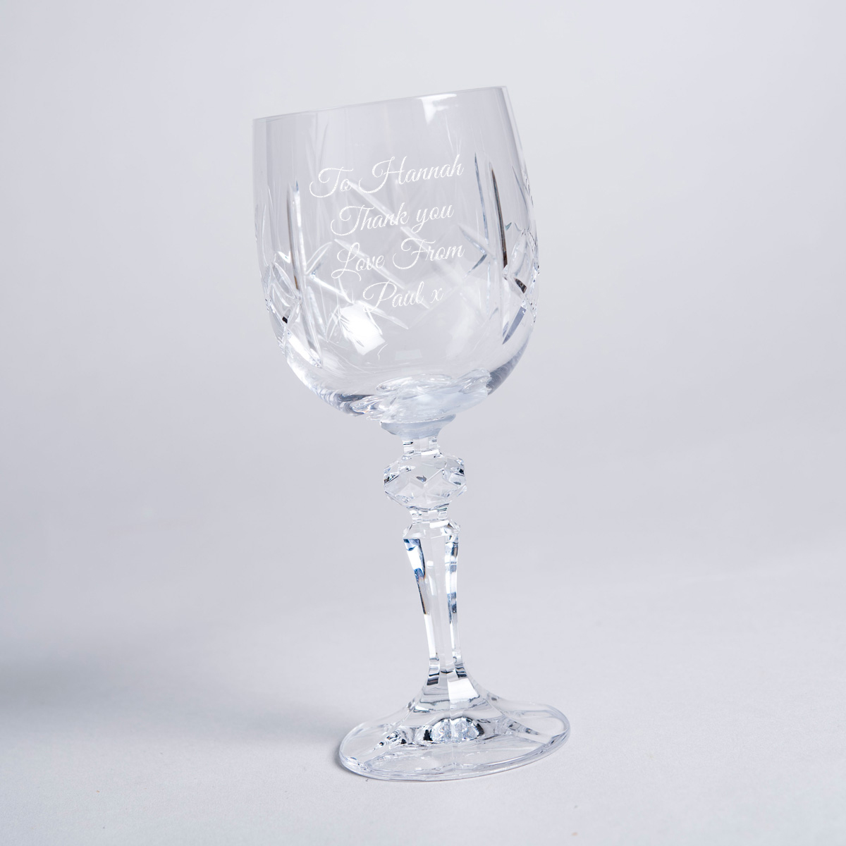 Personalised Cut Crystal Wine Glass - Message