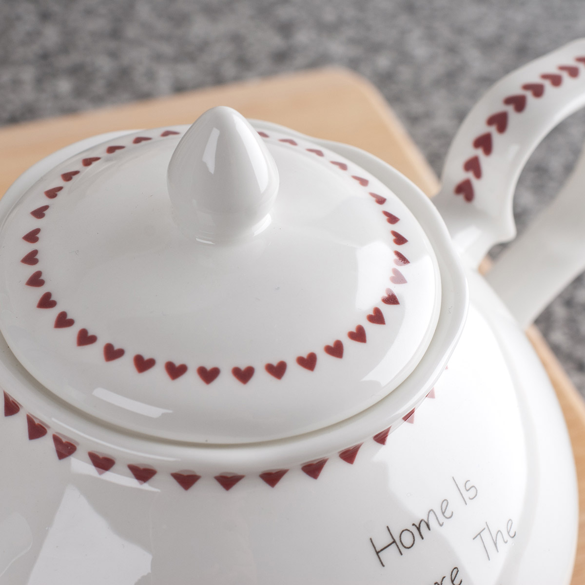 Personalised Bone China Teapot - Red Heart Design