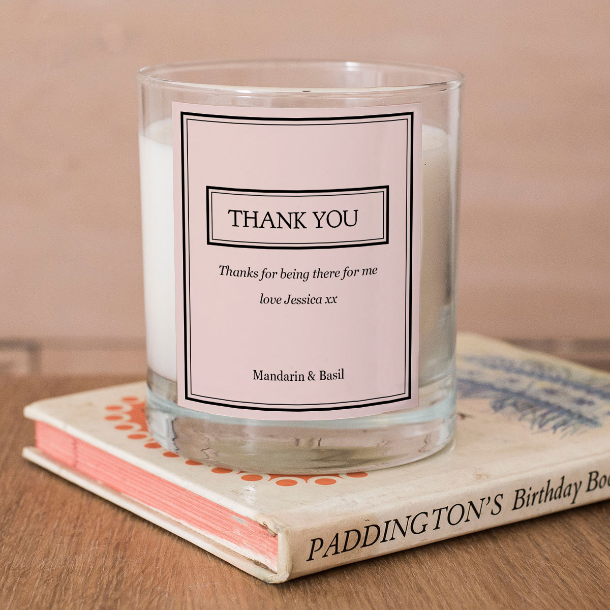Personalised Scented Candle - Thank You Pink