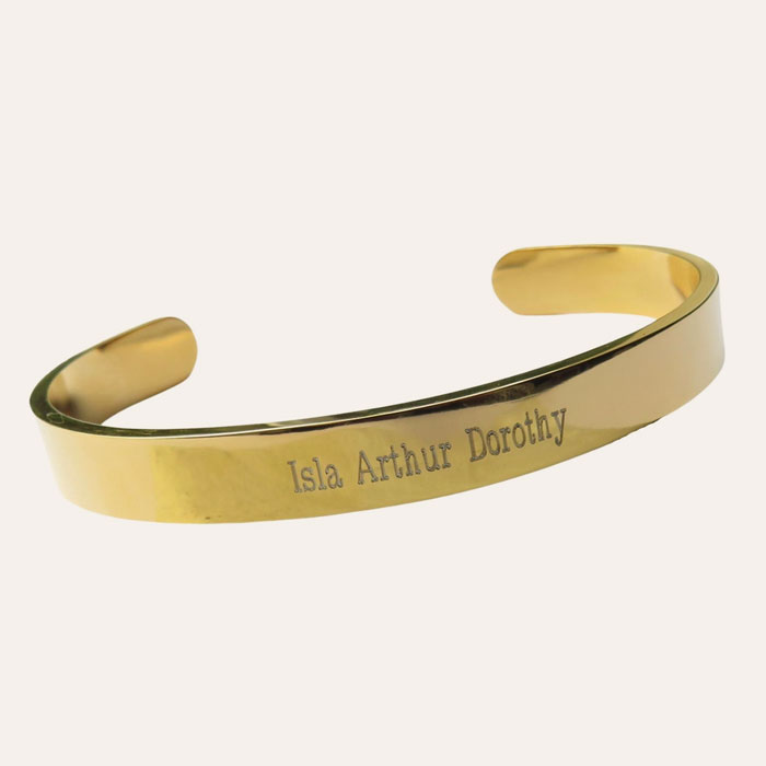 Personalised Solid Stainless Steel Gold Bangle