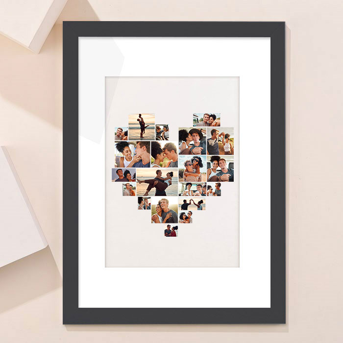 Multi Photo Upload Framed Print - Valentine's Day Photo Heart