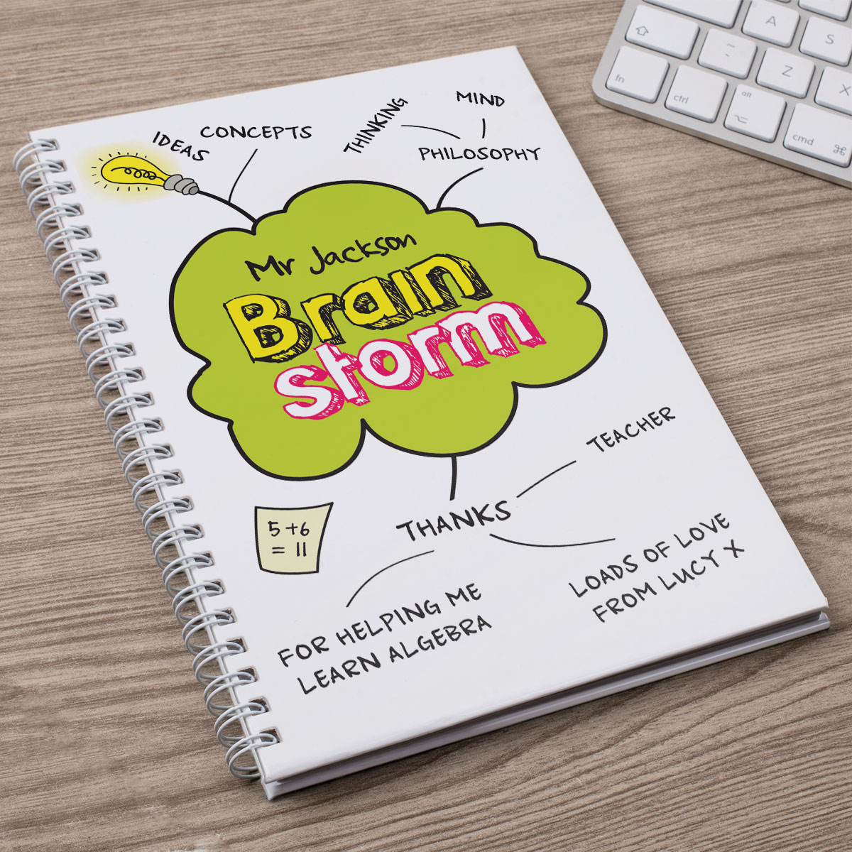 Personalised Notebook - Thanks Teacher - Brain Storm