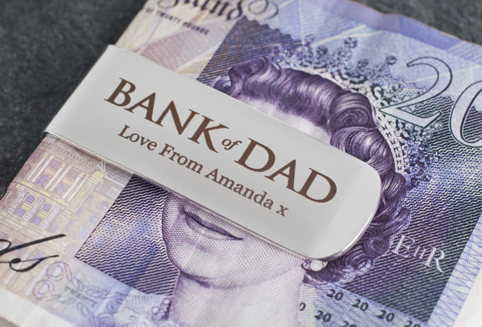 Engraved Silver-Plated Money Clip - Bank Of Dad