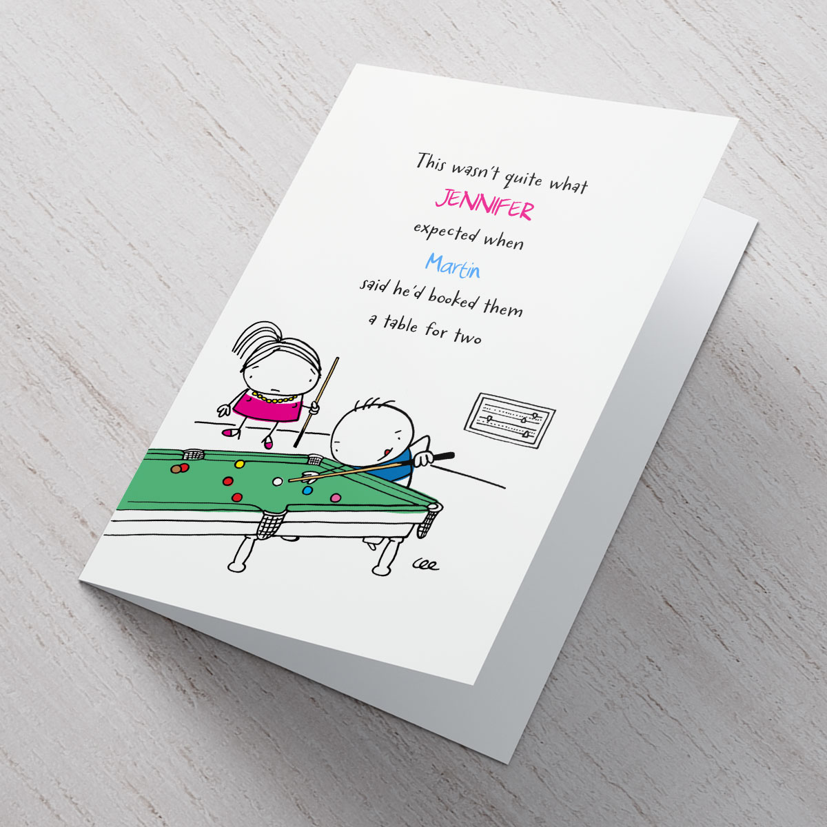 Personalised Card - Anniversary Table For Two