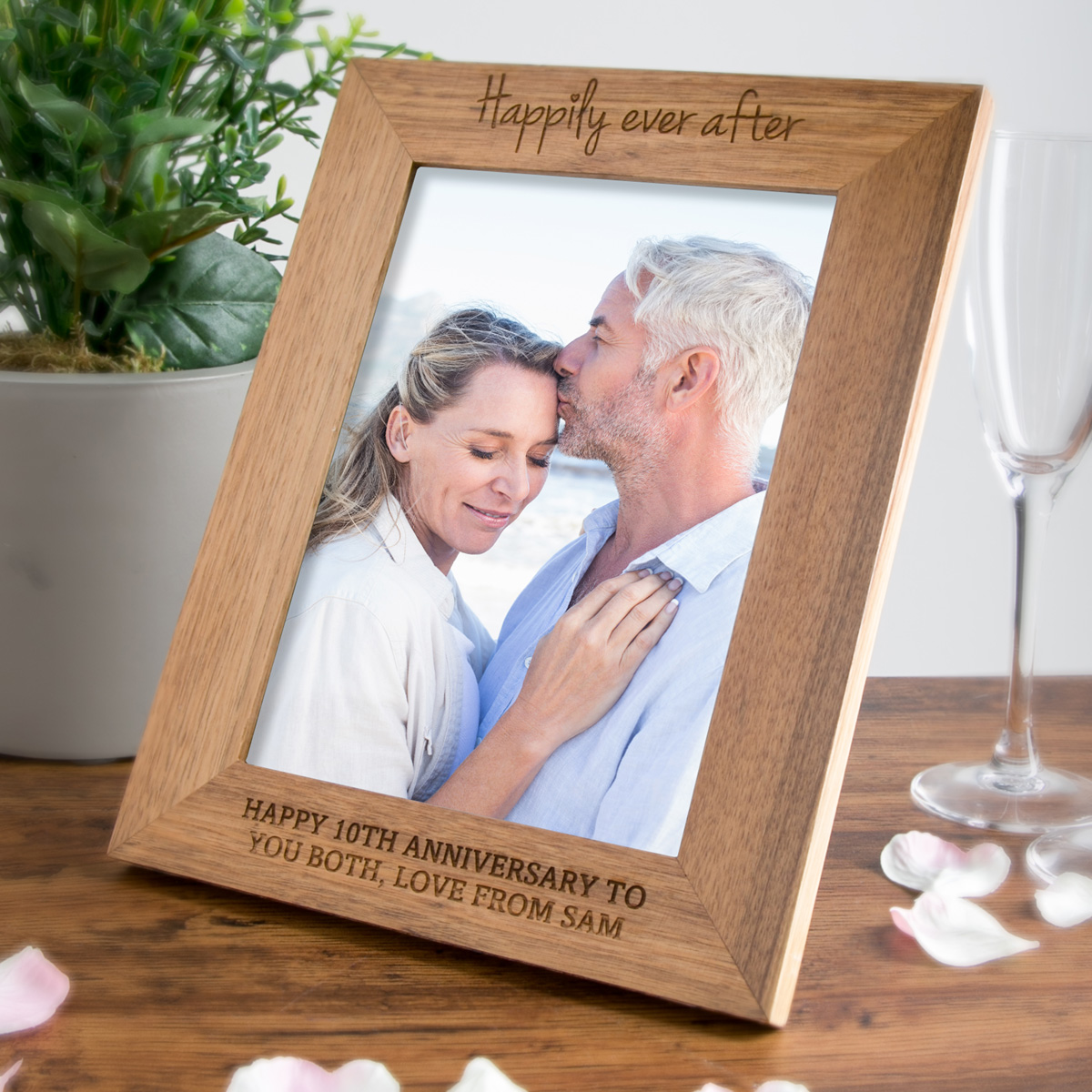 Personalised Wooden Photo Frame - Happily Ever After
