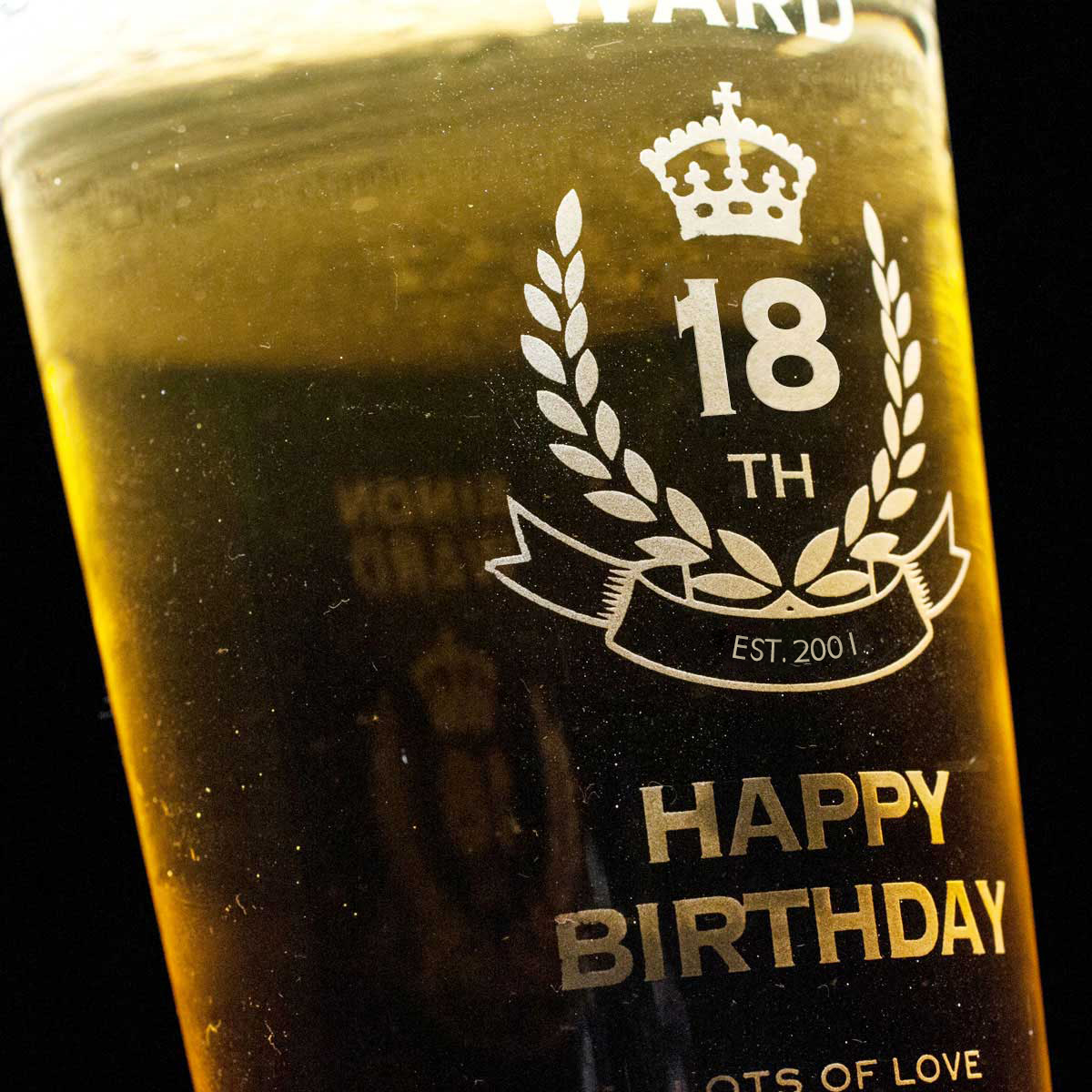 Personalised Pint Glass - 18th Birthday Crest