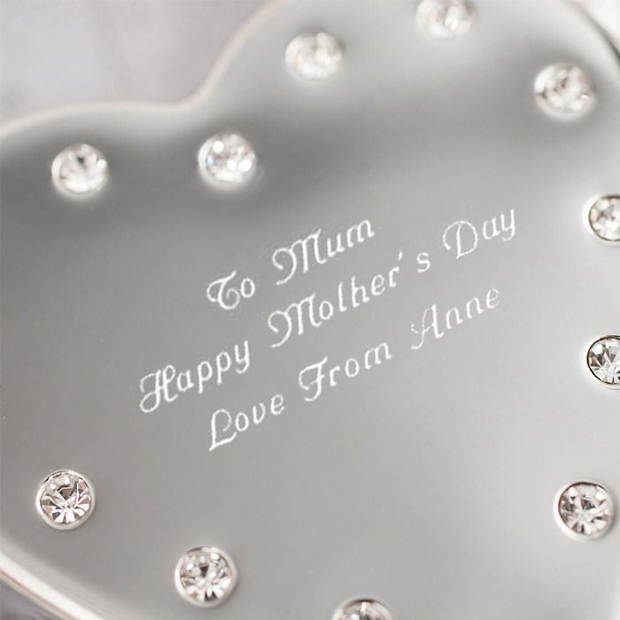 Personalised Diamante Heart-Shaped Jewellery Box - Mother's Day