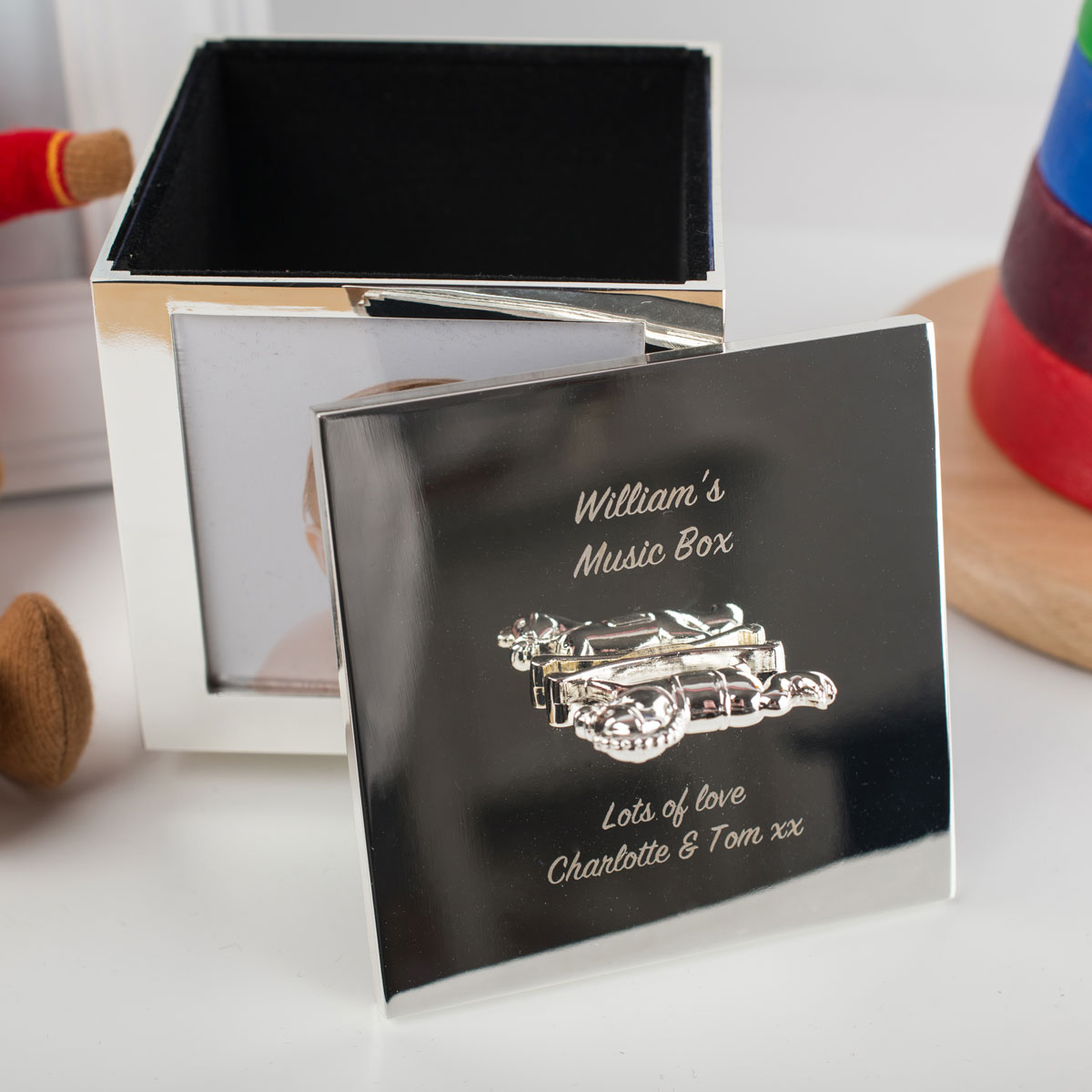 Engraved Baby Photo Musical Trinket Box
