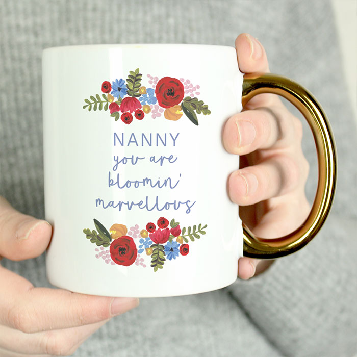 Personalised Bloomin' Marvellous Gold Handled Mug