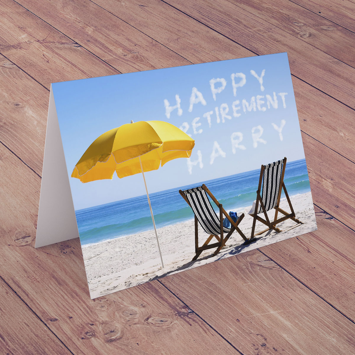 Personalised Card - Happy Retirement Deck Chairs