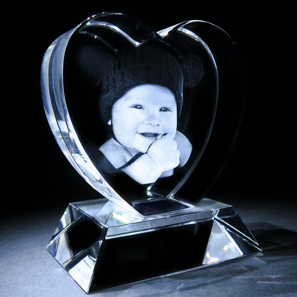 Photo Upload 3D Glass Heart Ornament
