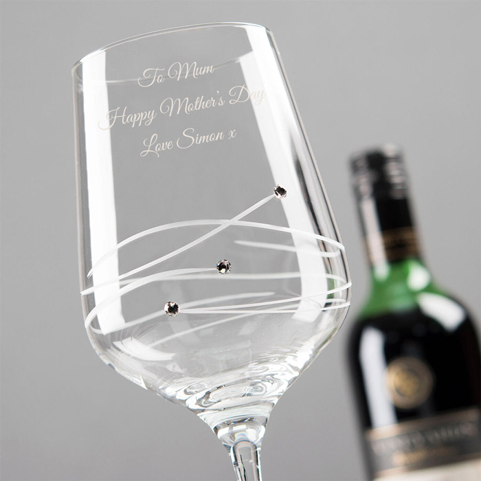 Personalised Swarovski Elements Diamante Wine Glass - Mother's Day