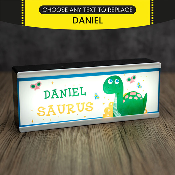 Personalised Room Sign Light Box Dinosaur