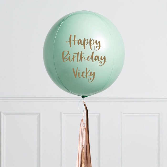 Personalised Pastel Chrome Helium Orb Bubblegum Balloon - FREE DELIVERY