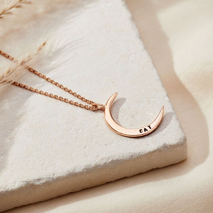 Personalised Posh Totty Crescent Moon Necklace