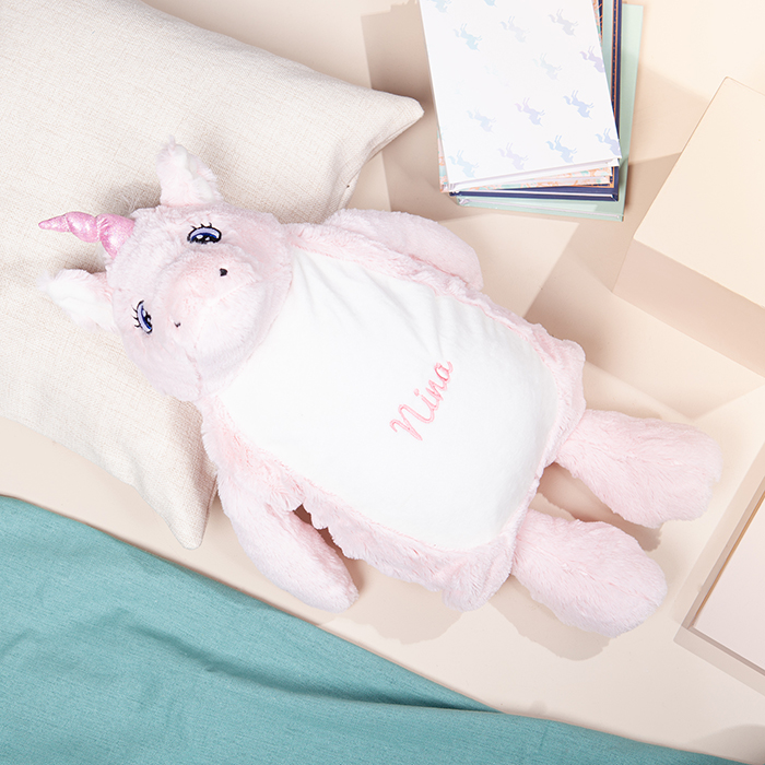 Personalised Unicorn Hot Water Bottle Cover - Name