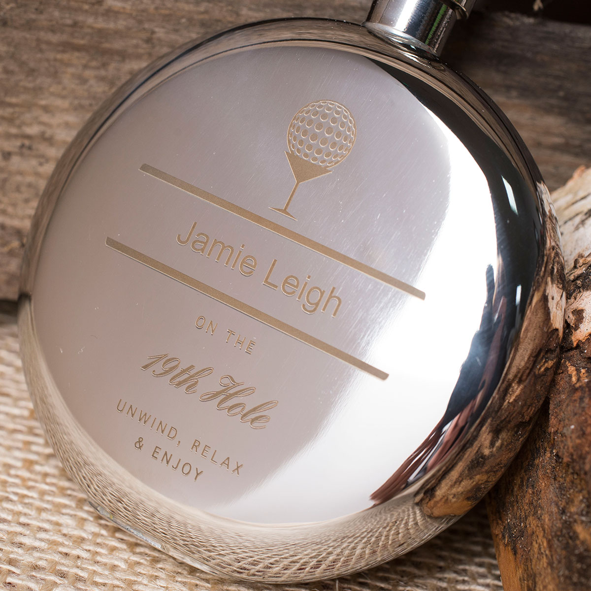 Engraved Round Hipflask - 19th Hole