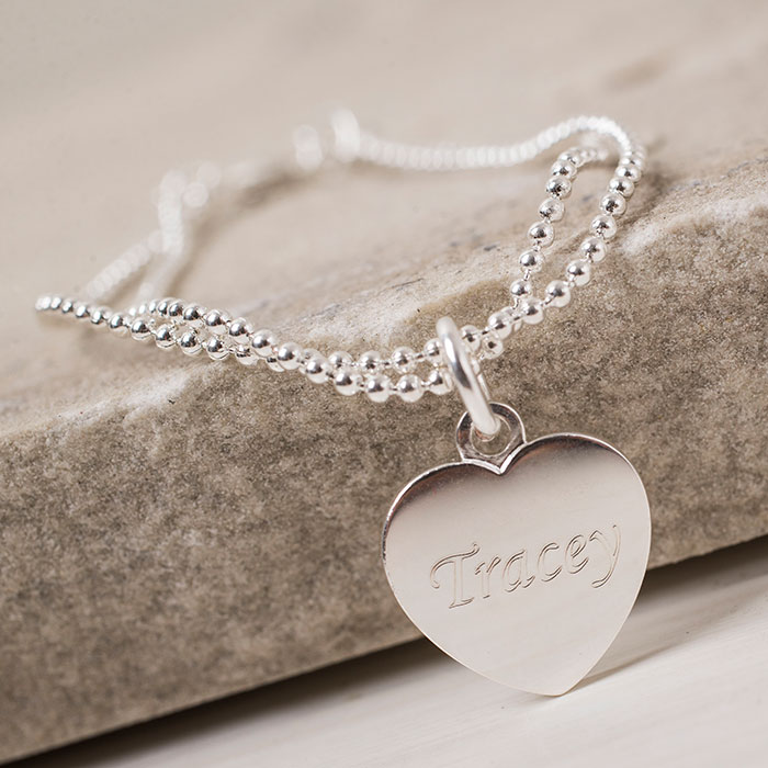 Personalised Double Chain Silver Bracelet