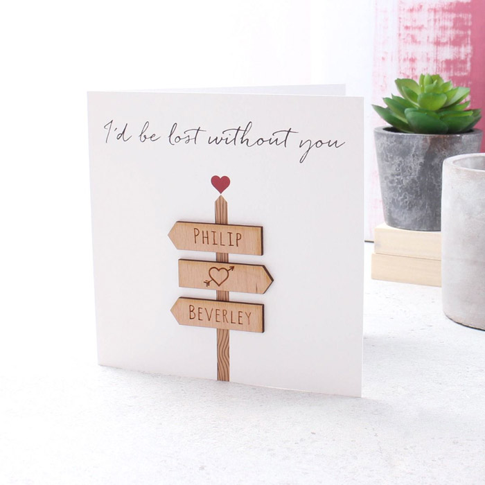 Personalised I'd Be Lost Without You Personalised Keepsake Card