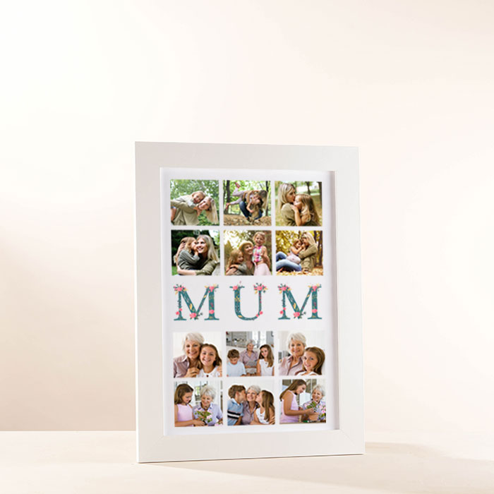 Multi Photo Upload Framed Print - Floral Mum 12 Photos
